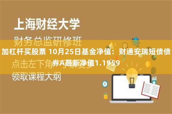 加杠杆买股票 10月25日基金净值：财通安瑞短债债券A最新净值1.1959