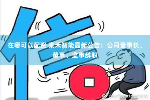 在哪可以配资 泰禾智能最新公告：公司董事长、董事、监事辞职