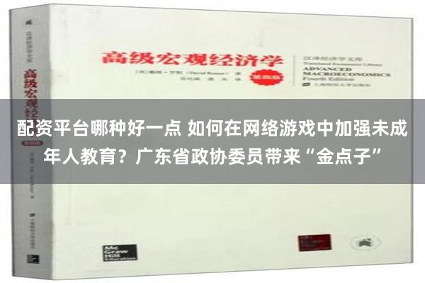 配资平台哪种好一点 如何在网络游戏中加强未成年人教育？广东省政协委员带来“金点子”